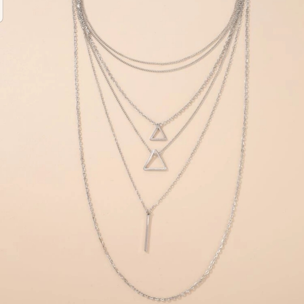 *Connie* Layered Triangle Necklace - Picture 3 of 4